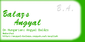balazs angyal business card